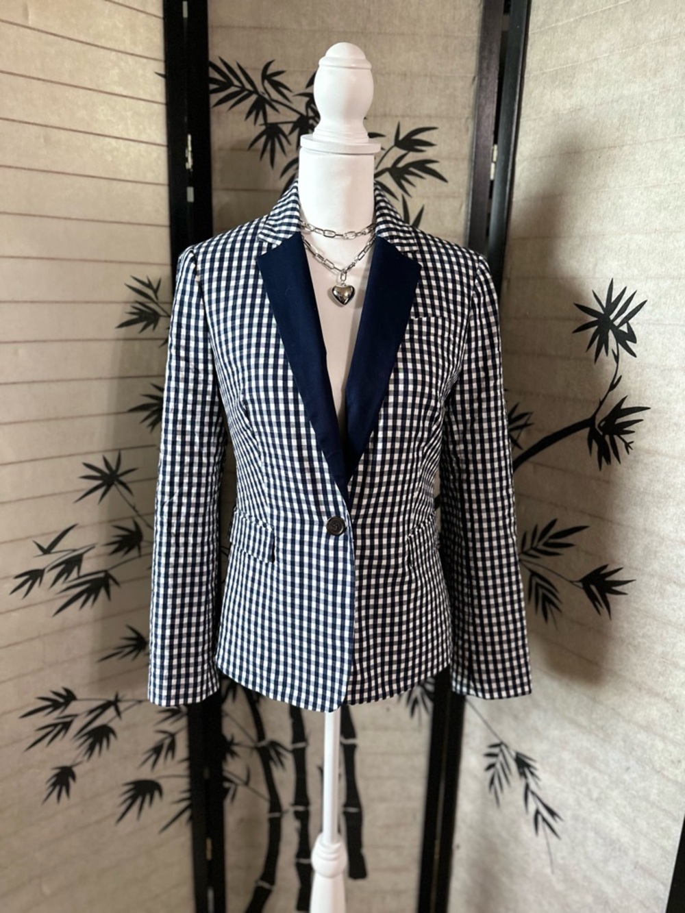 J.Crew puckered gingham blazer Size 10P